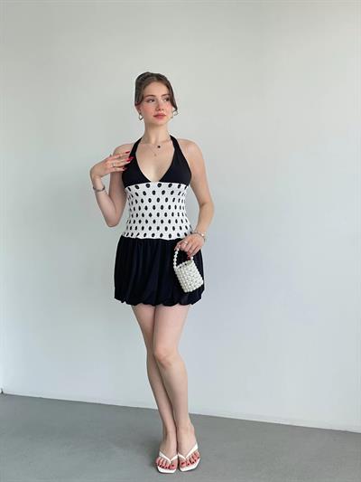 Puantiyeli Mini Balon Elbise