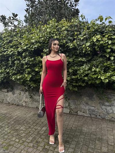 Sandy Bağlamalı Detay Uzun Elbise