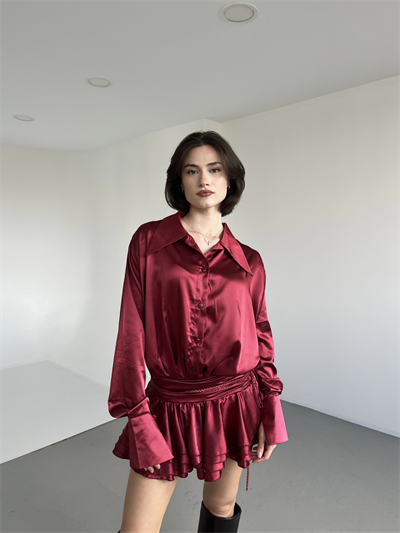 Saten Elvis Gömlek Elbise