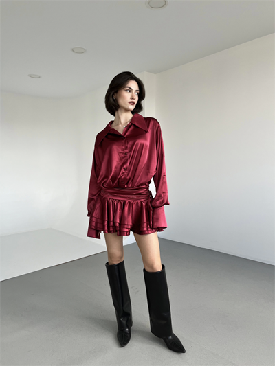 Saten Elvis Gömlek Elbise