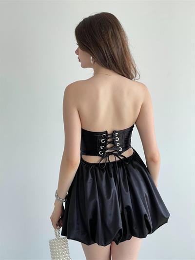 Saten Korseli Tasarım Elbise