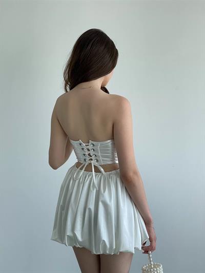 Saten Korseli Tasarım Elbise