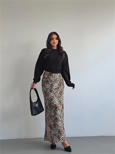 Saten Leopar Etek