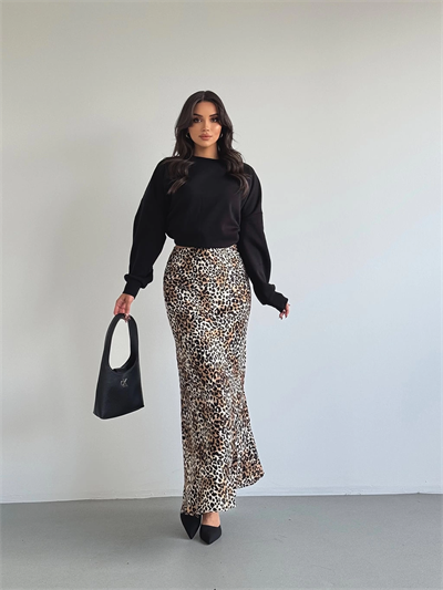 Saten Leopar Etek