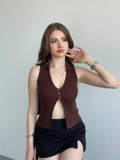 Sıfır Kol Buklet Bluz