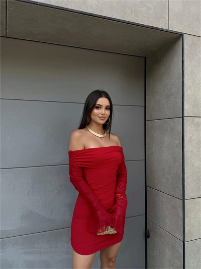 Şifon İspanyol Kol Madonna Elbise