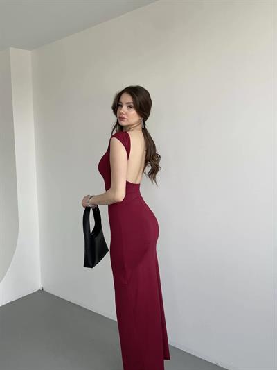 Sırt Dekolte Poliamid Elbise