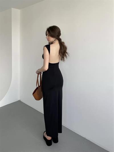 Sırt Dekolte Poliamid Elbise