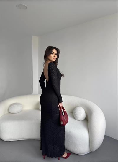 Sırt Dekolteli Dantel Elbise