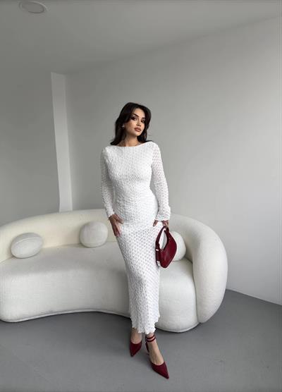 Sırt Dekolteli Dantel Elbise