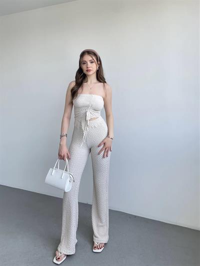 Straplez Gofre Pantolon Takım