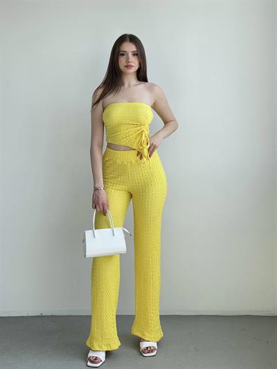 Straplez Gofre Pantolon Takım