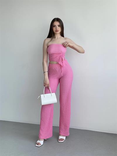 Straplez Gofre Pantolon Takım