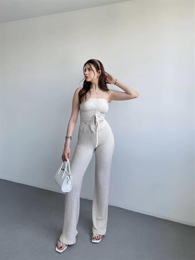 Straplez Gofre Pantolon Takım