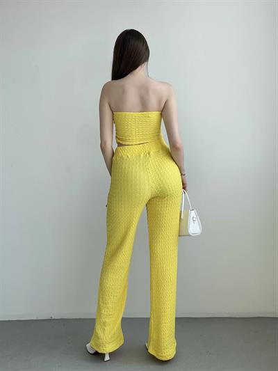 Straplez Gofre Pantolon Takım