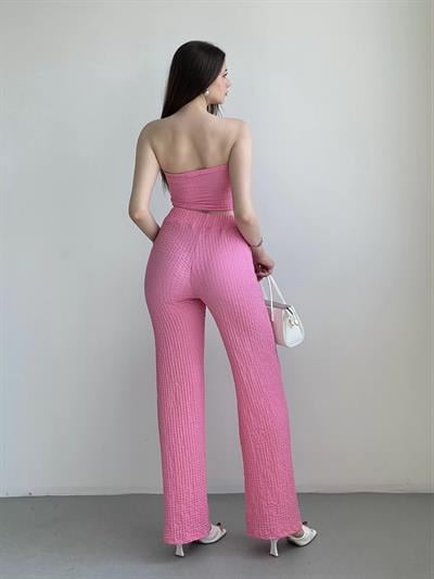 Straplez Gofre Pantolon Takım