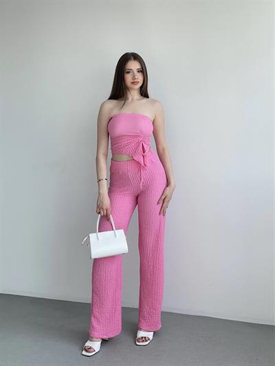 Straplez Gofre Pantolon Takım