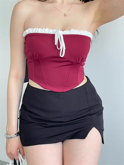 Straplez Kontrast Crop