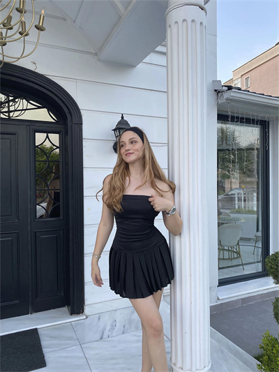 Straplez Pileli Elbise