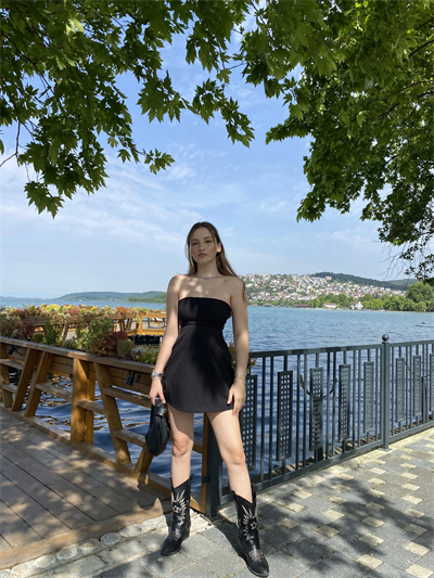 Straplez Poliviskon Elbise