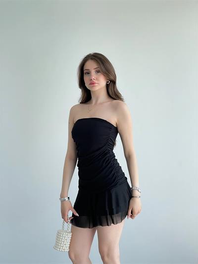 Straplez Tül Premium Elbise