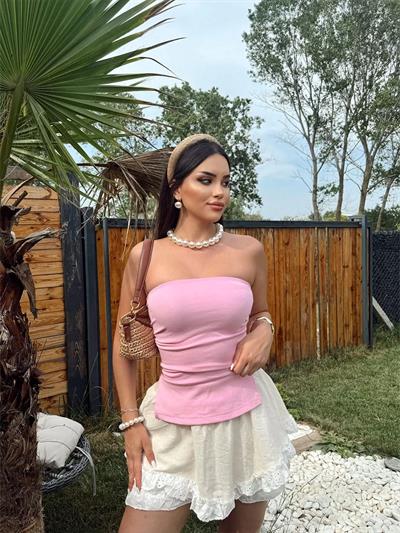 Straplez Yırtmaçlı Crop