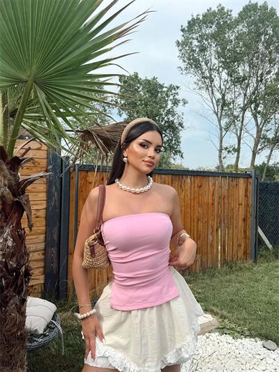 Straplez Yırtmaçlı Crop