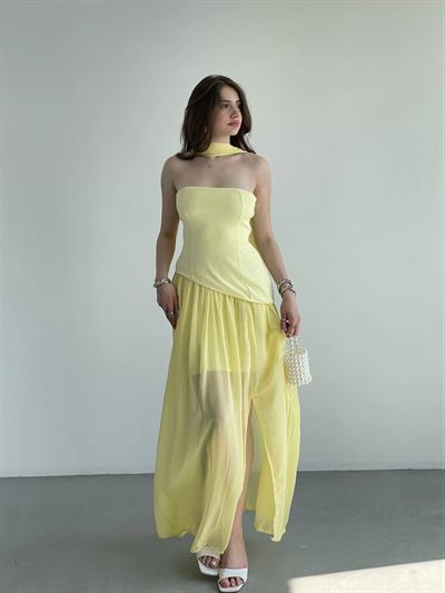 Tül Astarlı Tasarım Elbise