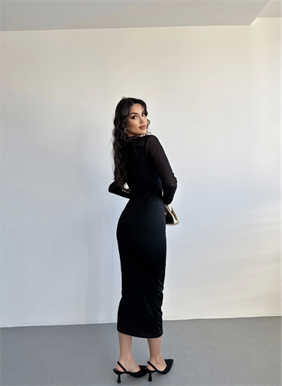 Tül Detaylı Premium Elbise