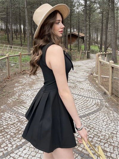 Yaka Detaylı Double Elbise