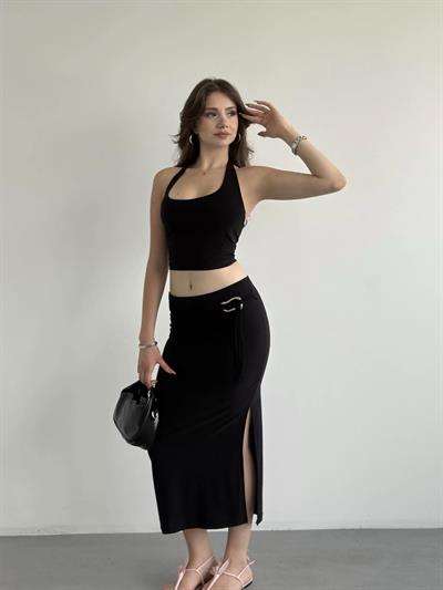 Yan Tokalı Uzun Etek