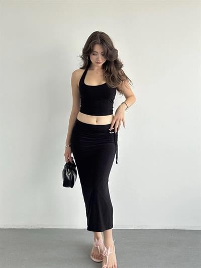 Yan Tokalı Uzun Etek