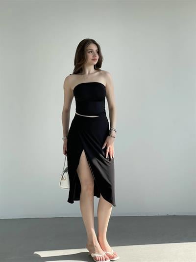 Yırtmaçlı Sandy Astarlı Etek