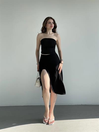 Yırtmaçlı Sandy Astarlı Etek