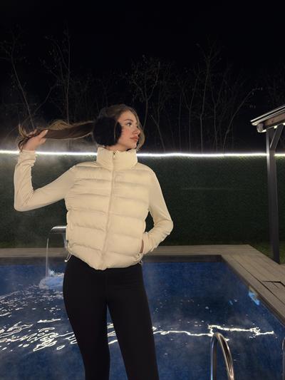 Crop Fermuarlı Şişme Mont