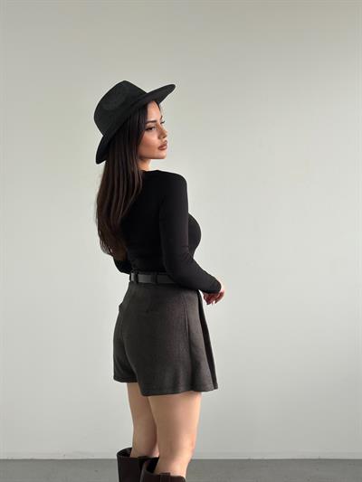 Kaşe Kemerli Şort Etek