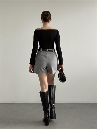 Kaşe Kemerli Şort Etek