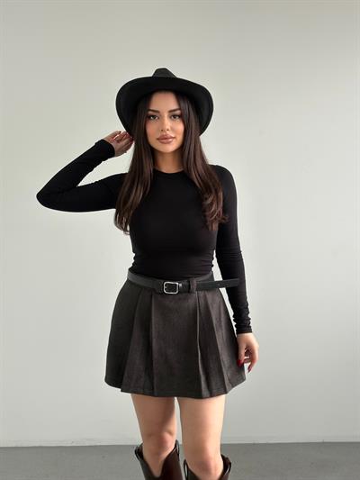 Kaşe Kemerli Şort Etek