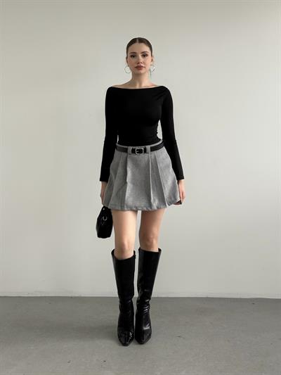 Kaşe Kemerli Şort Etek