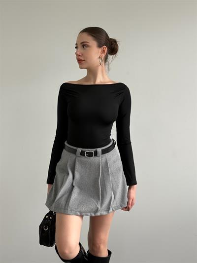 Kaşe Kemerli Şort Etek