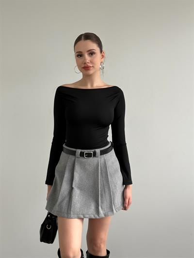 Kaşe Kemerli Şort Etek