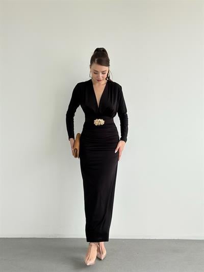 Kemerli Vatka Detay Elbise 