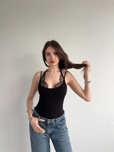 Muadil Dantel Kombineli Bodysuit