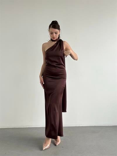 Saten Şallı Elbise 