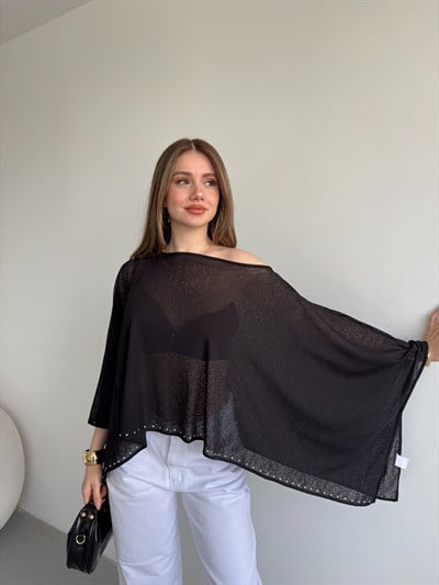 Taşlı Muadil Yarasa Bluz