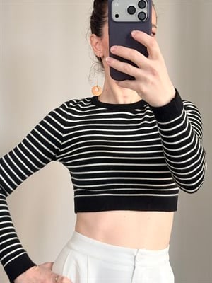 Çizgili Triko Crop
