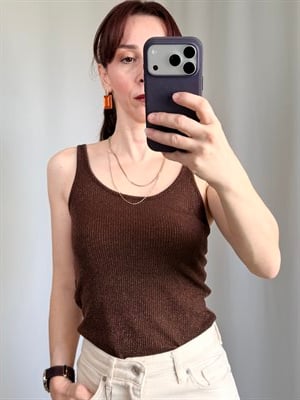Simli Kahverengi Renk Crop