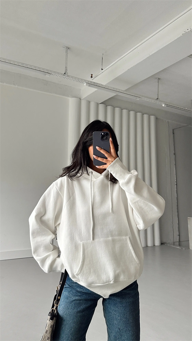 Kanguru İpli Sweat Beyaz - Beyaz