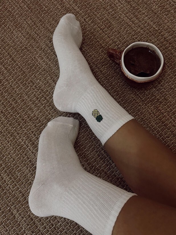 Nakışlı Çorap - Ananas Desenli