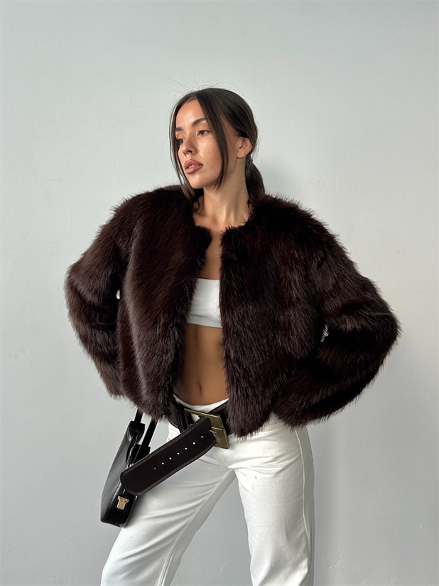 Premium Crop Kürk - Kahve